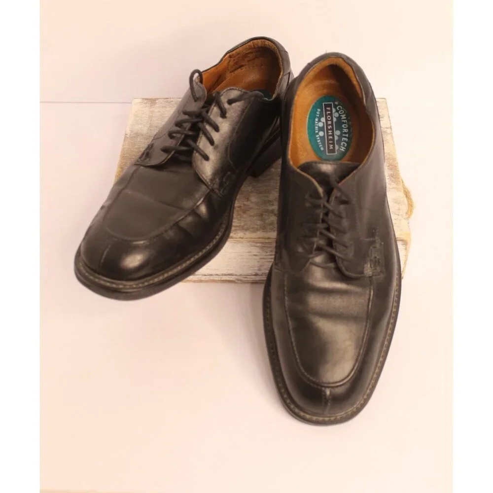 Florsheim ComforTech Men's 10.5 M Black Dress‎ Shoes Leather Classic Dot Matrix